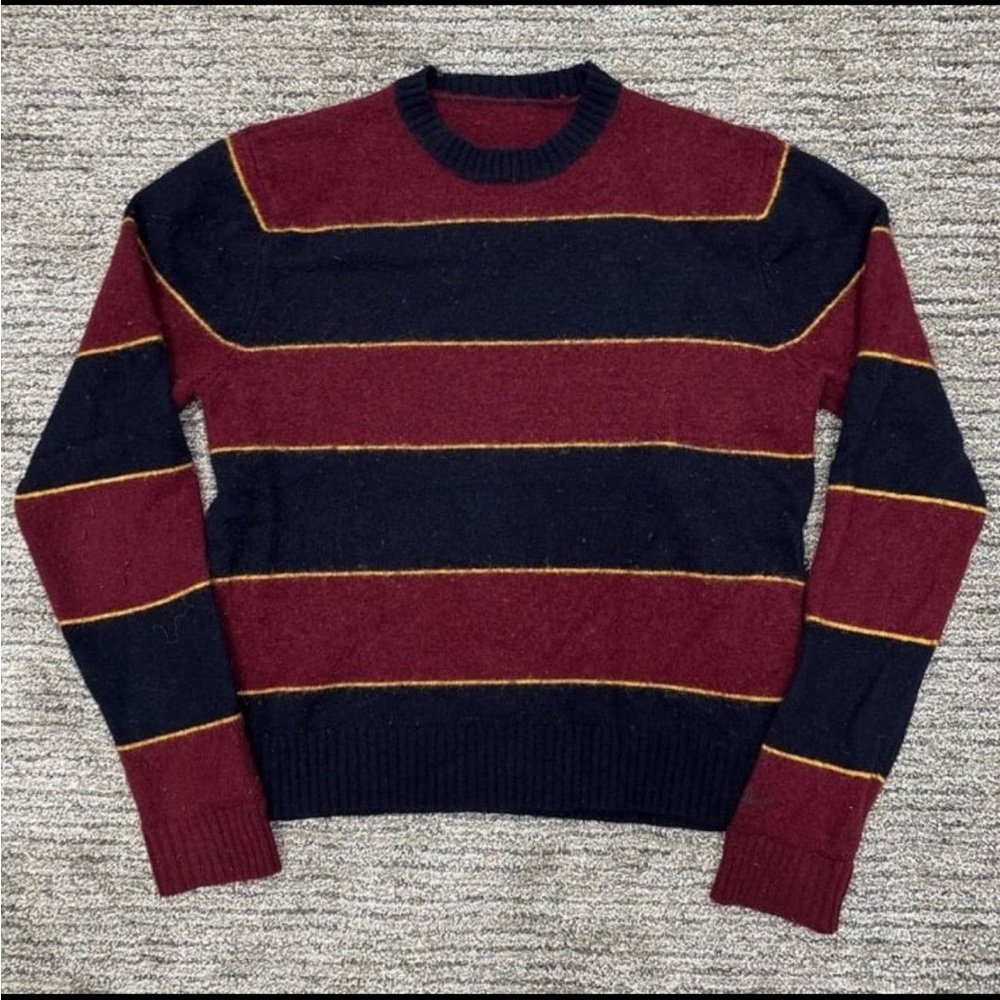 Abercrombie and Fitch  Striped Maroon and Black Wool Sweater